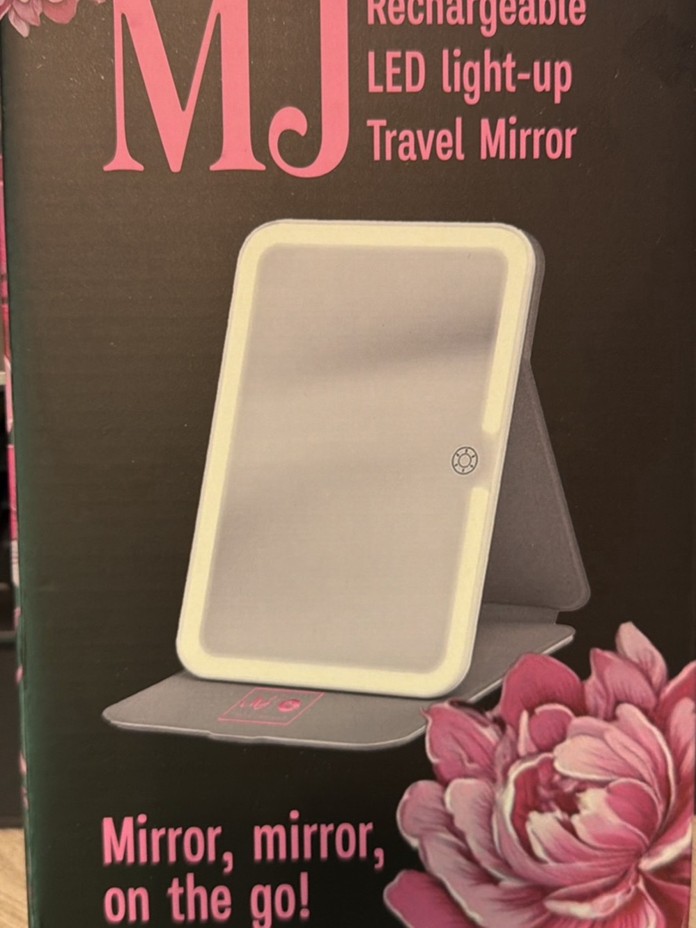 Rechargeable LED Light-Up Travel Mirror - Pink